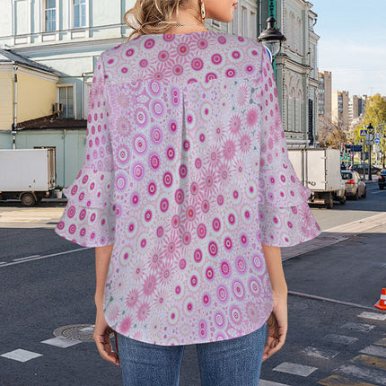 Flare Sleeve Blouse Raspberry Swirl