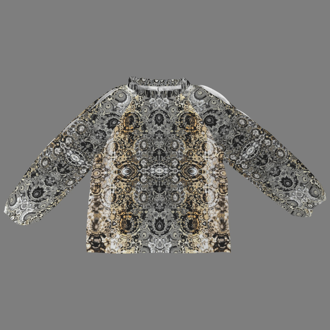 Long Slit Sleeve Blouse Shimmering Feathers