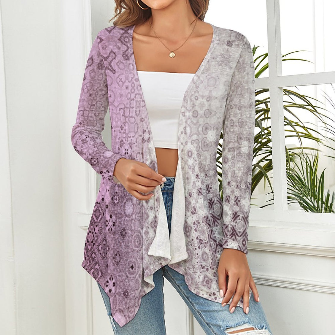Knitted Cardigan PInk Glass Ombre