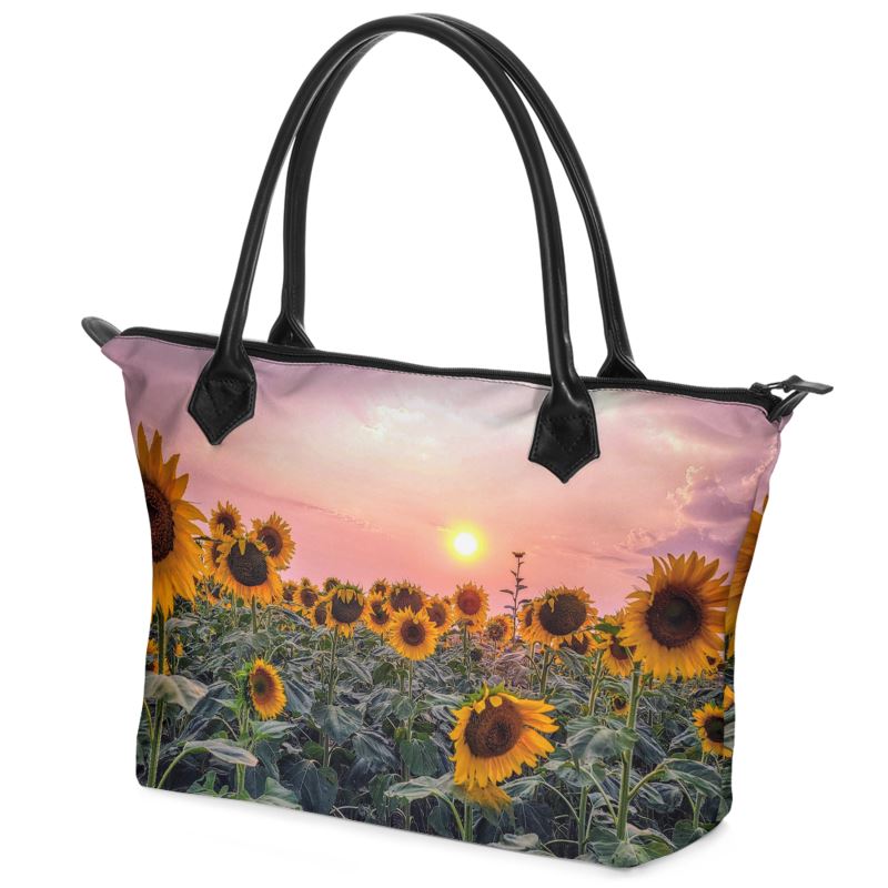 Sunflowers Pretty in Pink Sunset Tote Bag