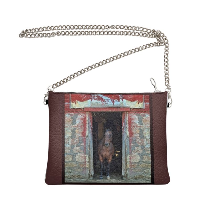 Horse in Red Barn by JVH Crossbody Bag