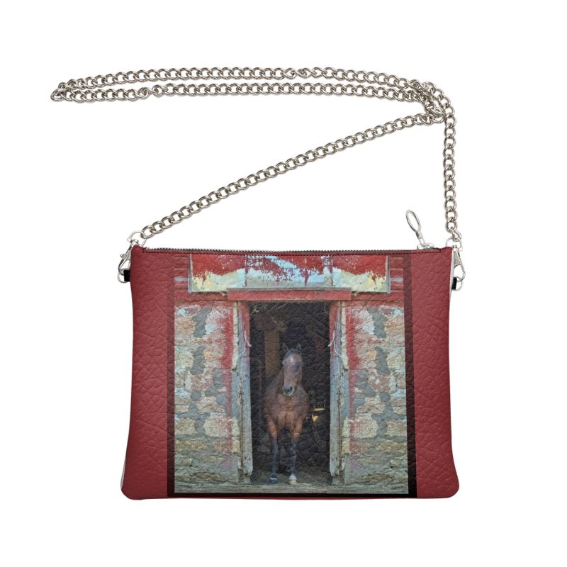 Horse in Red Barn by JVH Crossbody Bag