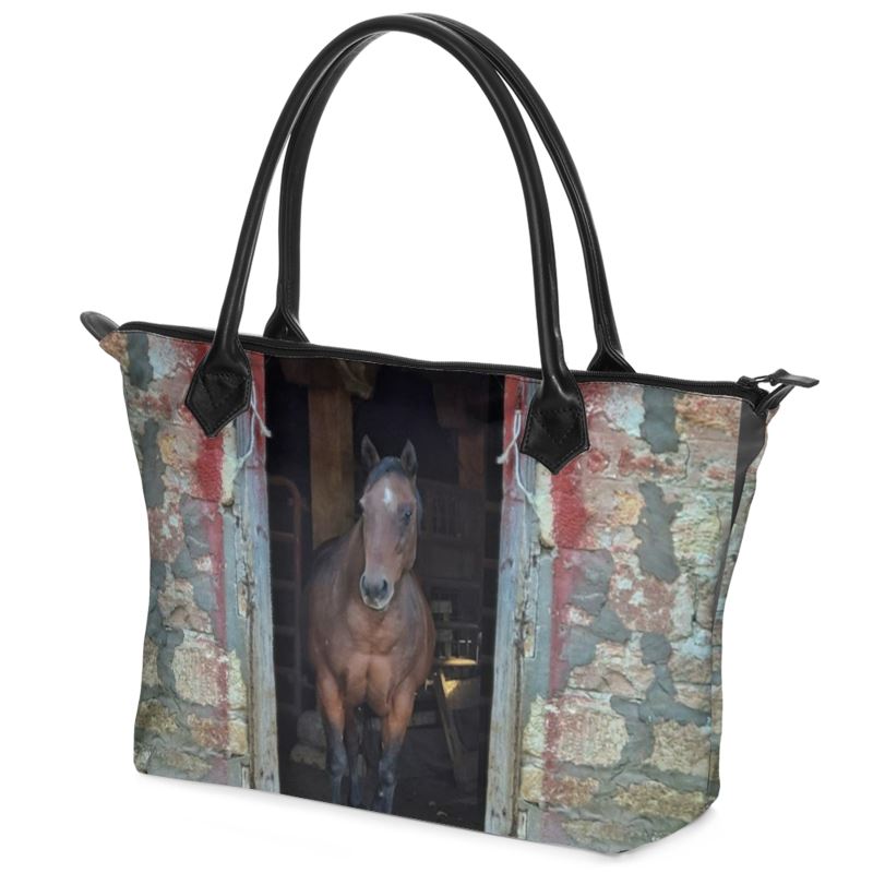 Horse in Red Barn by JVH Tote Bag