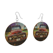 Load image into Gallery viewer, Old Truck Circle Wood Earrings
