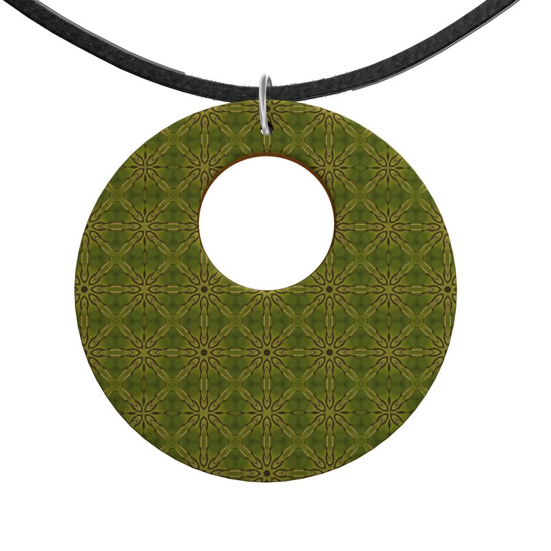 Dandelion Gold Shimmer Open Circle Wood Necklace