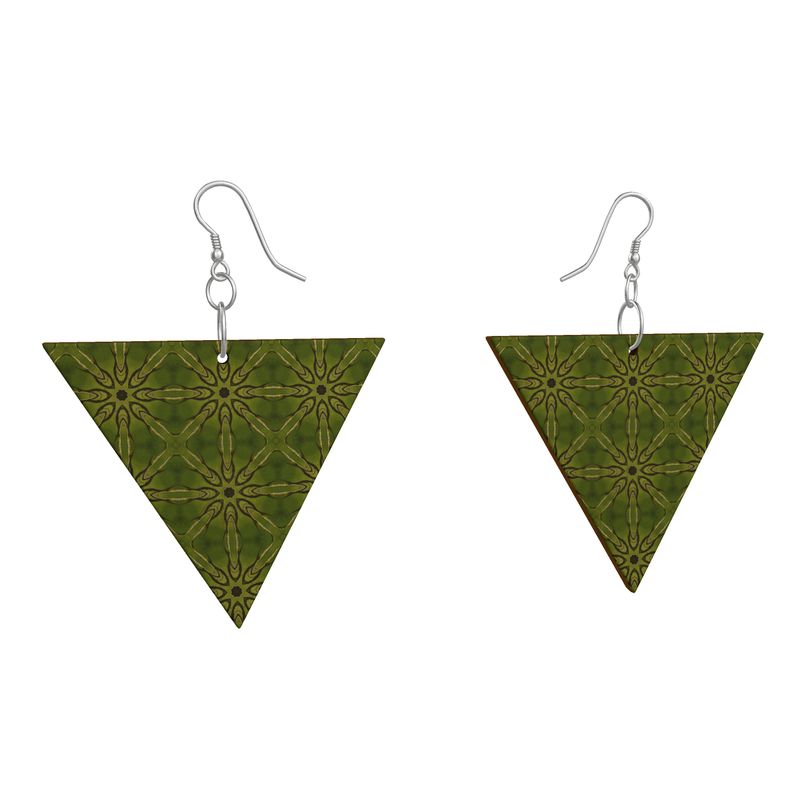 Dandelion Gold Shimmer Inverted Triangle Wood Earrings