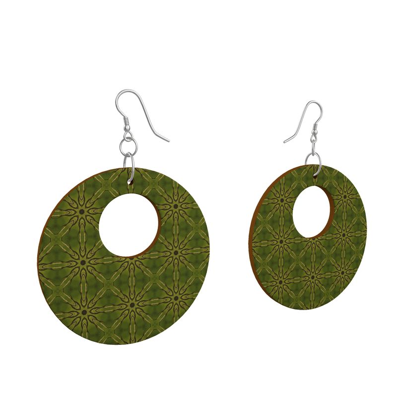 Dandelion Gold Shimmer Open Circle Wood Earrings