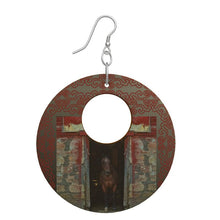 Load image into Gallery viewer, Horse in Red Barn by JVH Open Circle Wood Earrings
