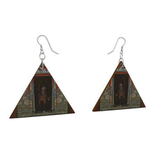Load image into Gallery viewer, Horse in Red Barn by JVH Triangle Wood Earrings
