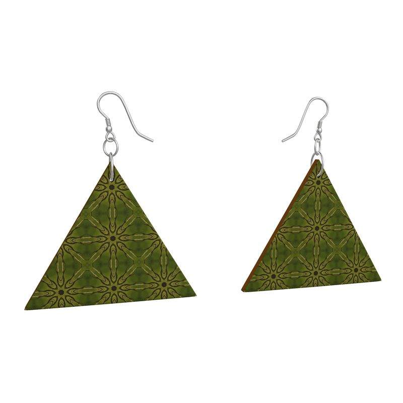 Dandelion Gold Shimmer Triangle Wood Earrings