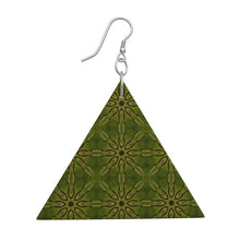 Load image into Gallery viewer, Dandelion Gold Shimmer Triangle Wood Earrings
