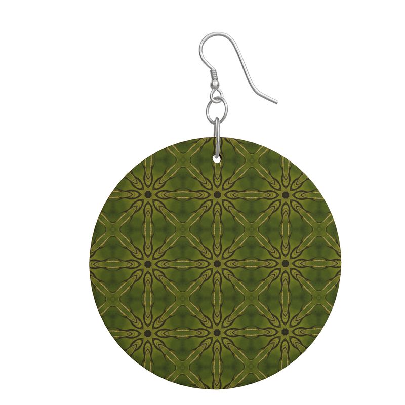 Dandelion Gold Shimmer Round Wood Earrings