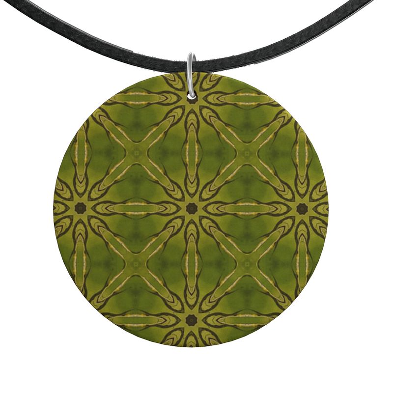 Dandelion Gold Shimmer Round Wood Necklace