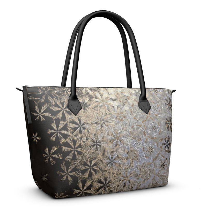 Zip Top Handbag Shimmering Feathers
