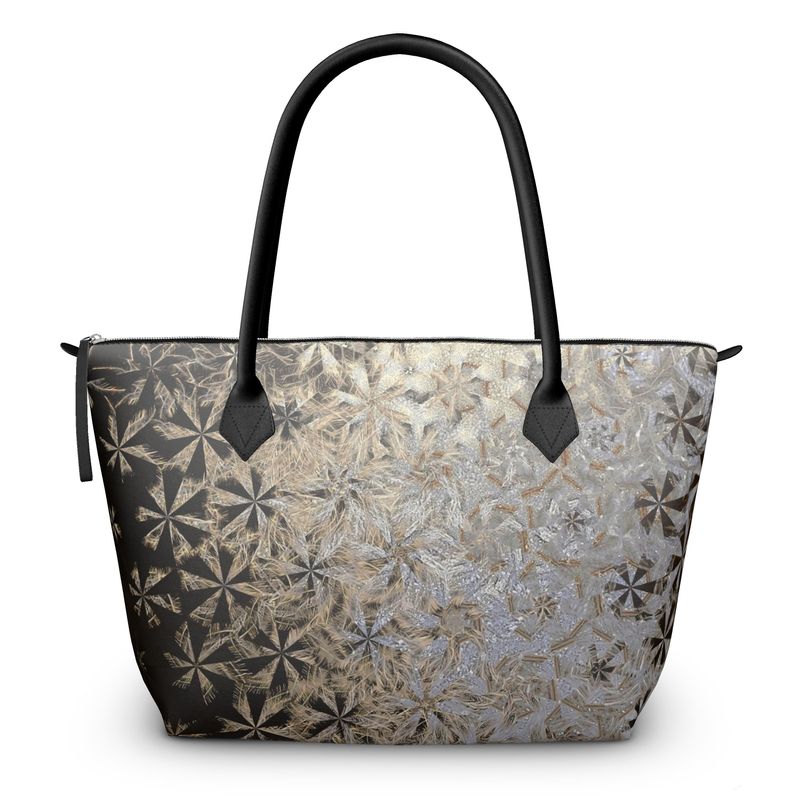 Zip Top Handbag Shimmering Feathers