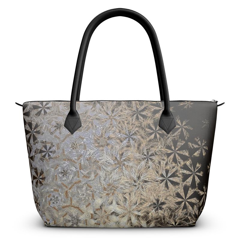 Zip Top Handbag Shimmering Feathers