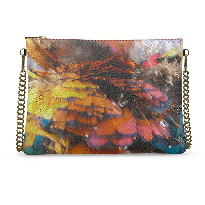 Crossbody Bag with Chain Pheasant Feathers