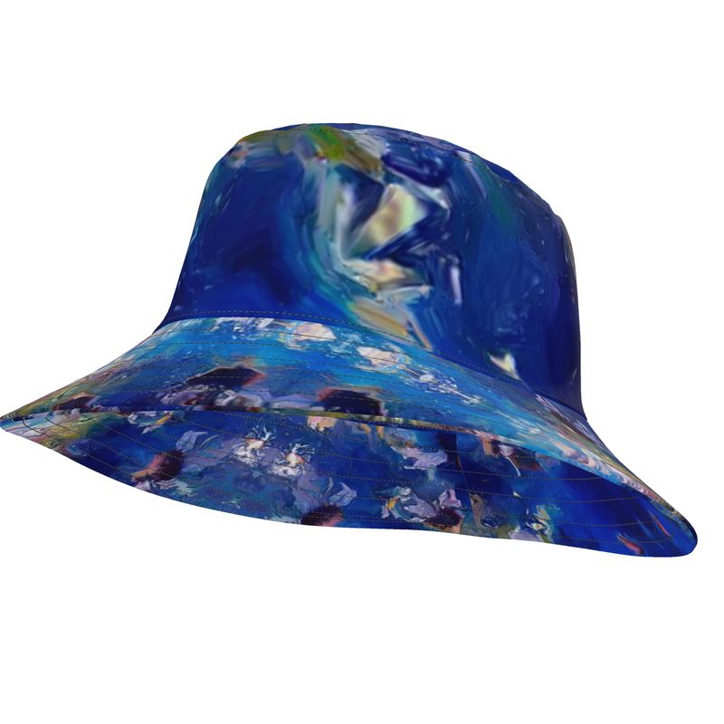 Bucket Hat Blue Floral Watercolor