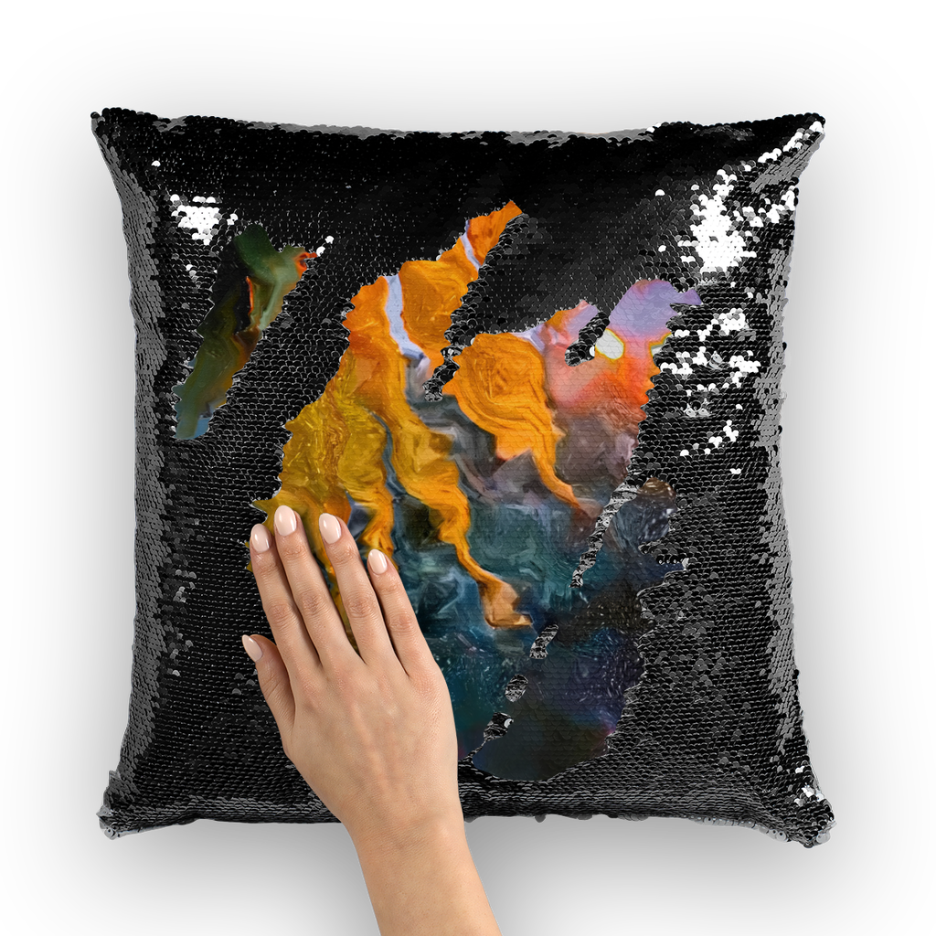 Sunflower in Headlights Sequin Cushion Cover