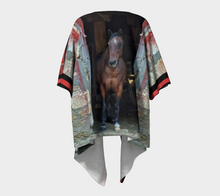Load image into Gallery viewer, Horse in Red Barn by JVH Draped Kimono
