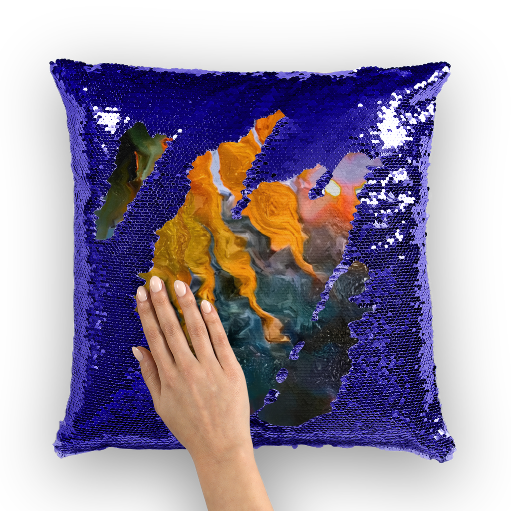 Sunflower in Headlights Sequin Cushion Cover
