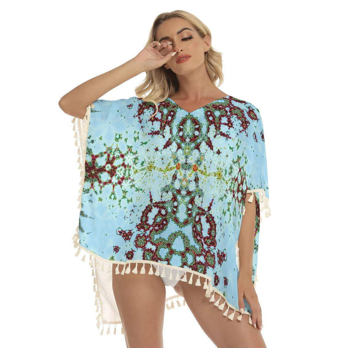 Fringed Shawl Buffalo Berries Blue Sky