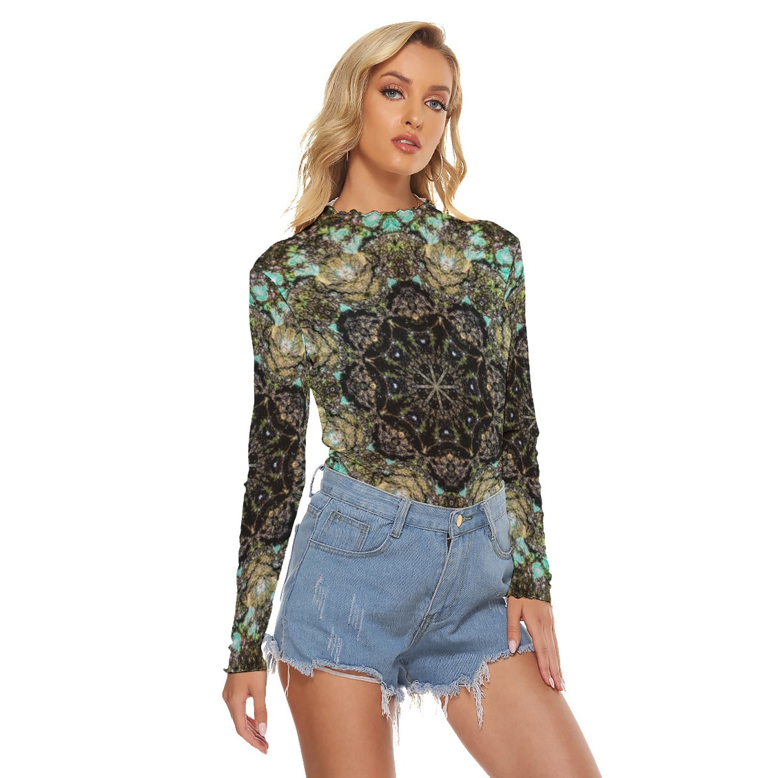 Mesh T-shirt Blue Algae Medallion
