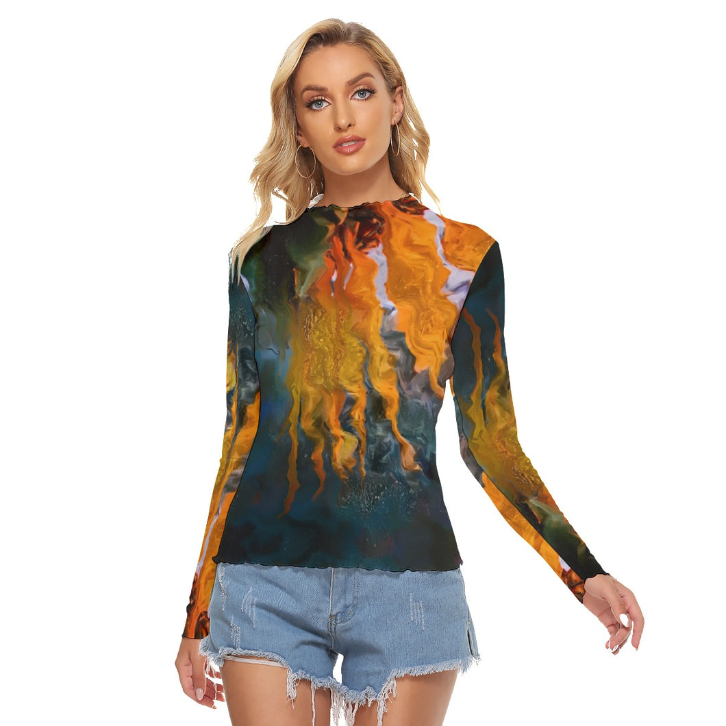 All-Over Print Women's Mesh T-shirt Sunflower in Headlights