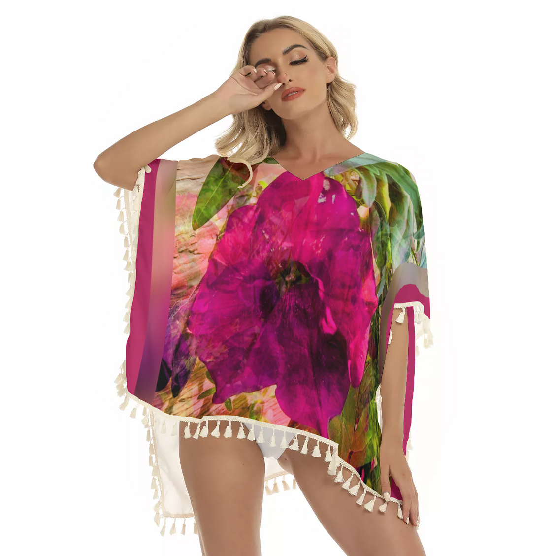 Fringed Shawl Petunias Watercolor