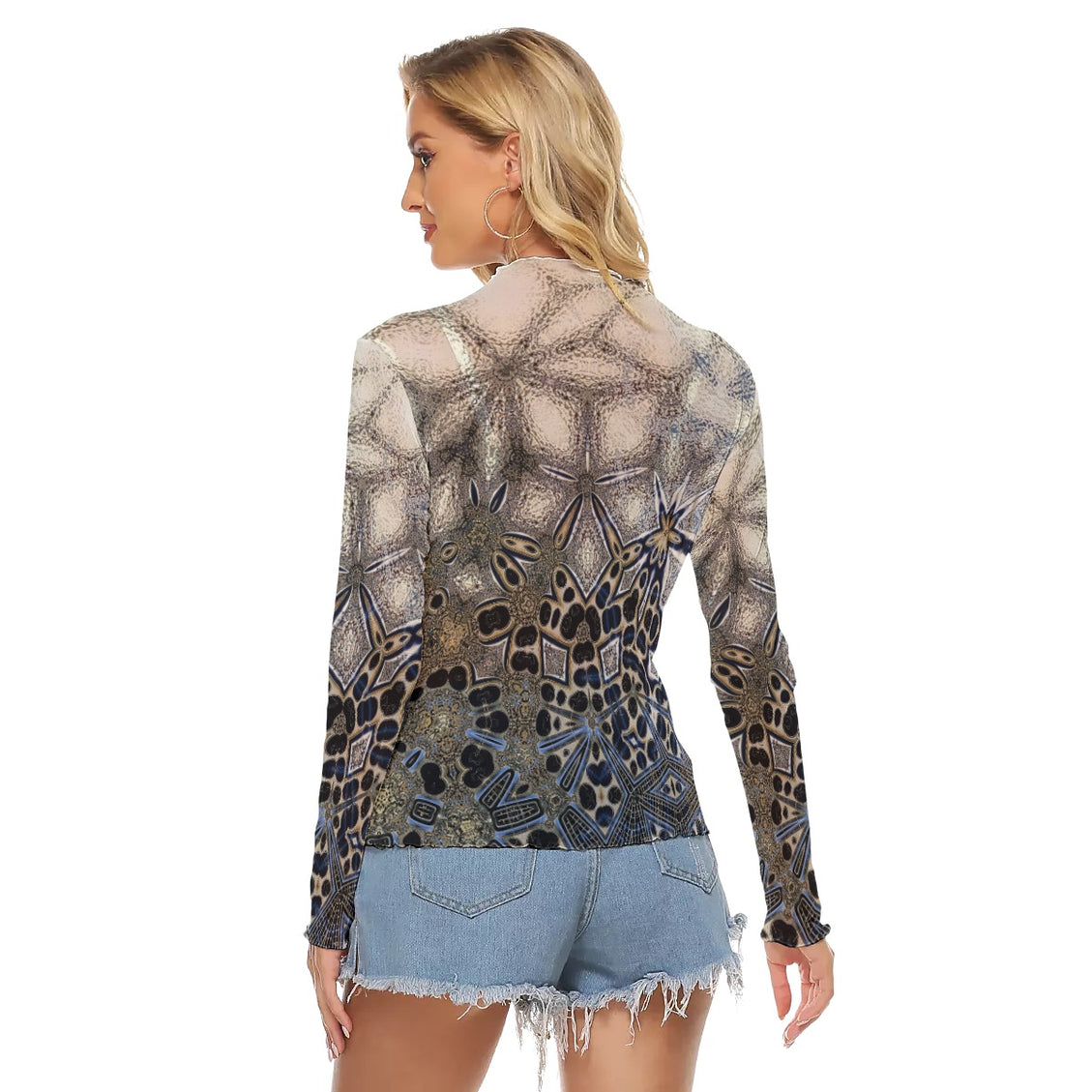 Mesh T-shirt Gold Gray Abstract