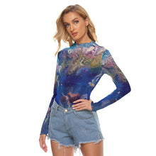 Load image into Gallery viewer, All-Over Print Women&#39;s Mesh T-shirt Blue Floral Abstract
