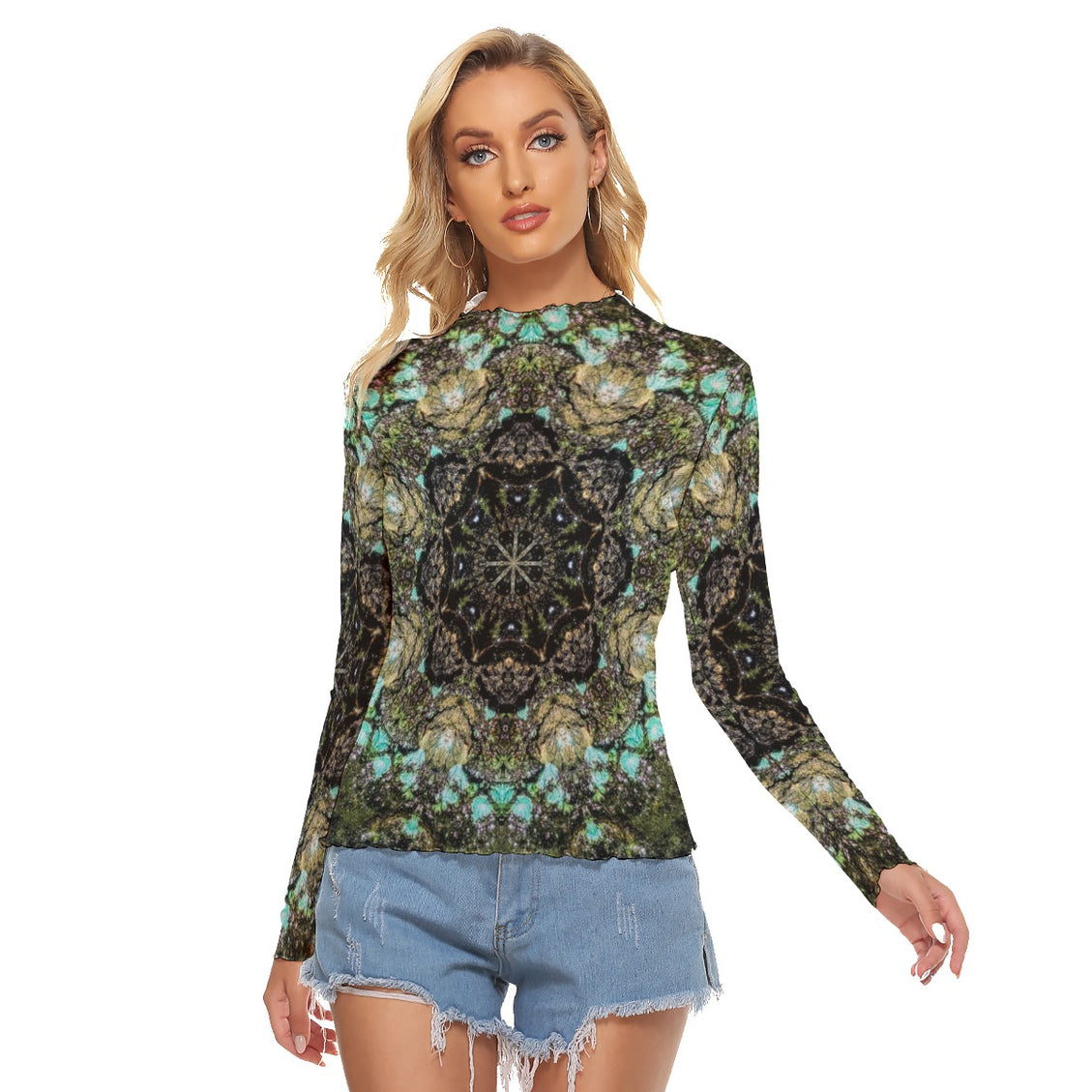 Mesh T-shirt Blue Algae Medallion