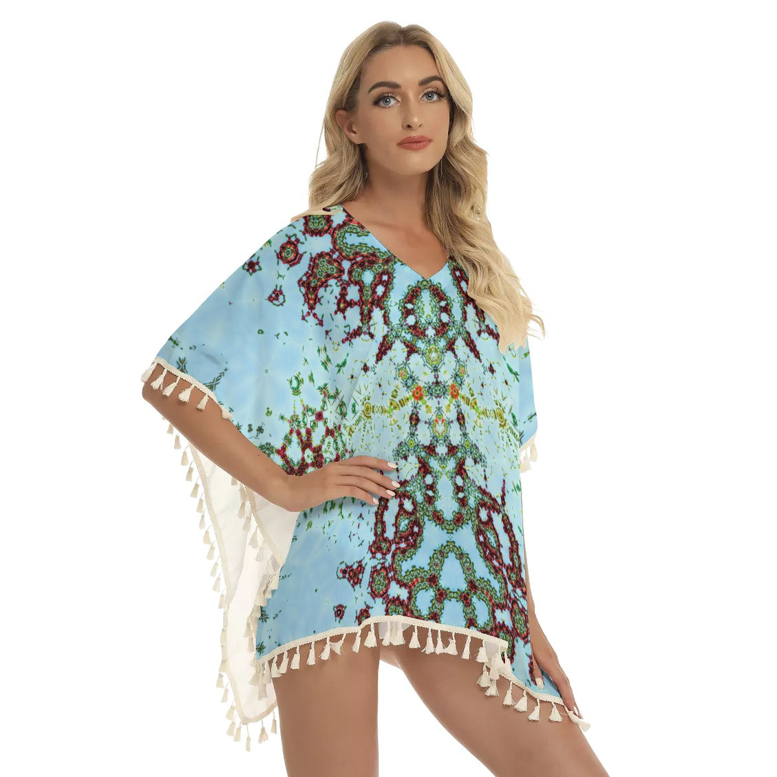 Fringed Shawl Buffalo Berries Blue Sky