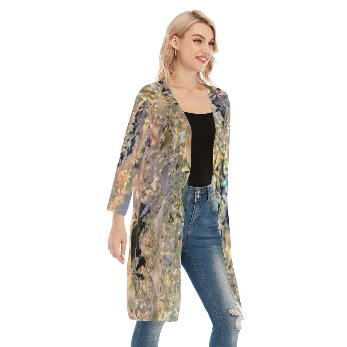 V-neck Mesh Cardigan Icy Sunset