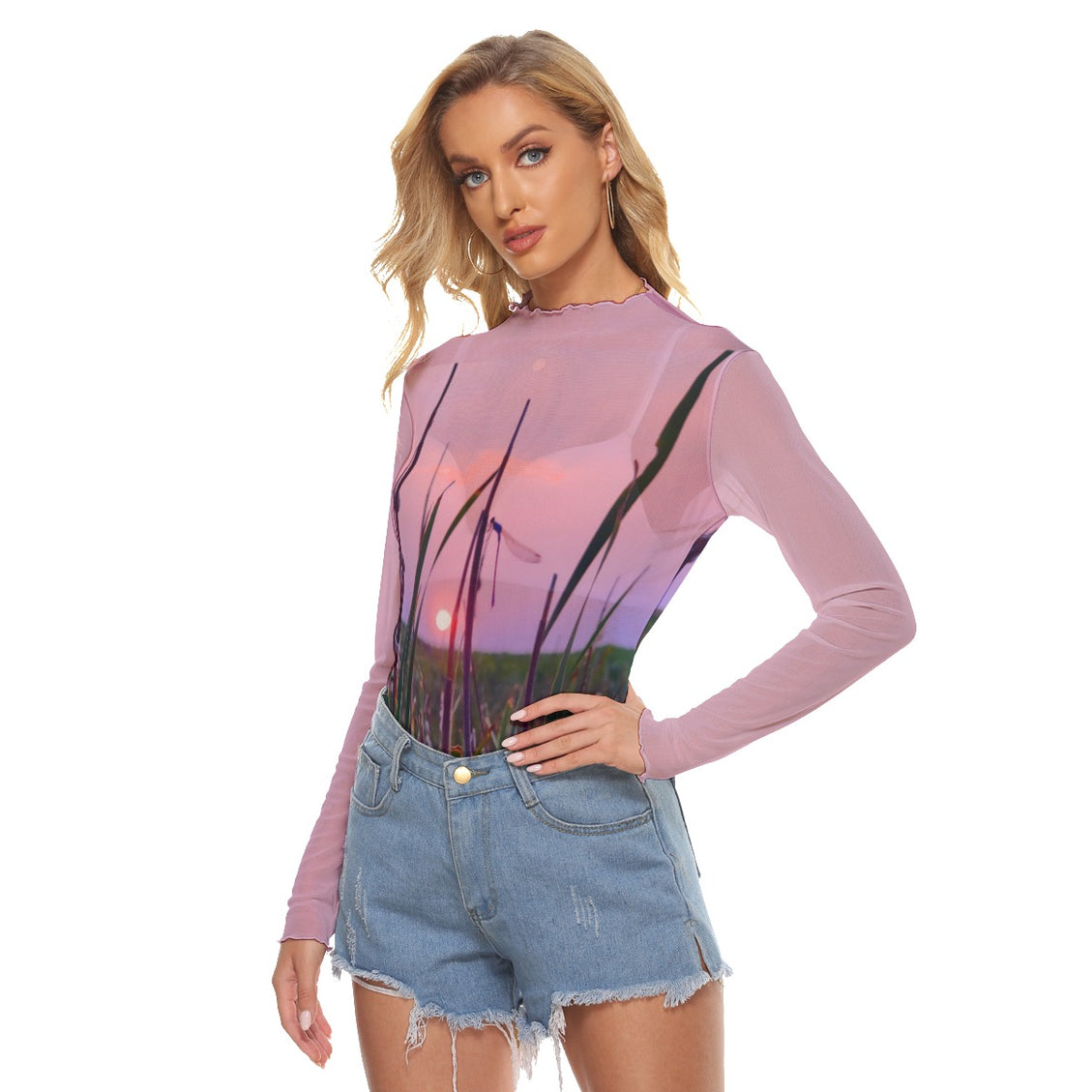 Mesh T-shirt Dragonfly Sunset