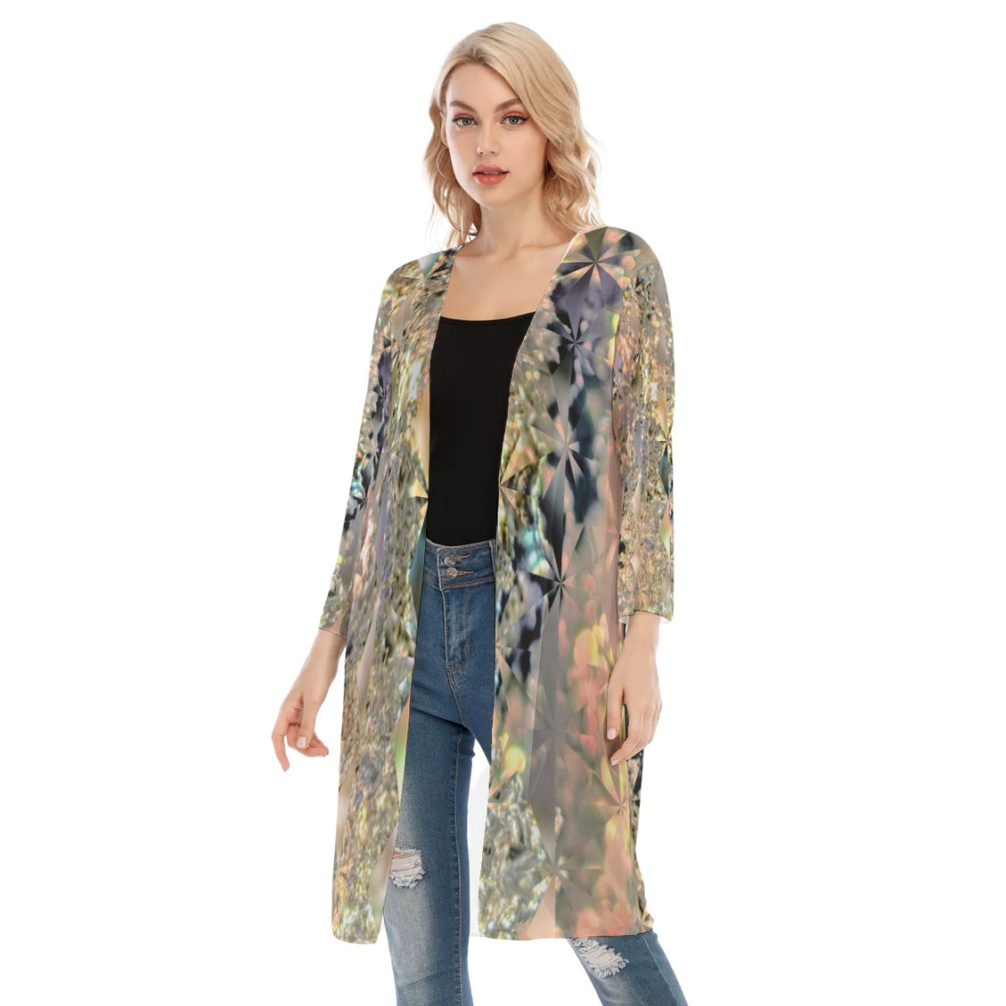 V-neck Mesh Cardigan Icy Sunset