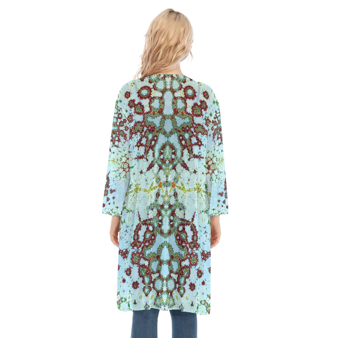 V-neck Mesh Cardigan Buffalo Berries Blue Sky