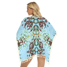 Load image into Gallery viewer, Buffalo Berries Blue Sky Women&#39;s Square Fringed Shawl
