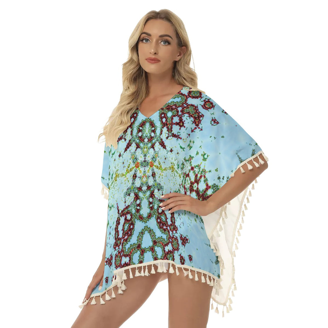 Fringed Shawl Buffalo Berries Blue Sky
