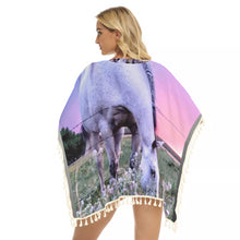 Charger l&#39;image dans la galerie, Horse at Sunset Women&#39;s Square Fringed Shawl
