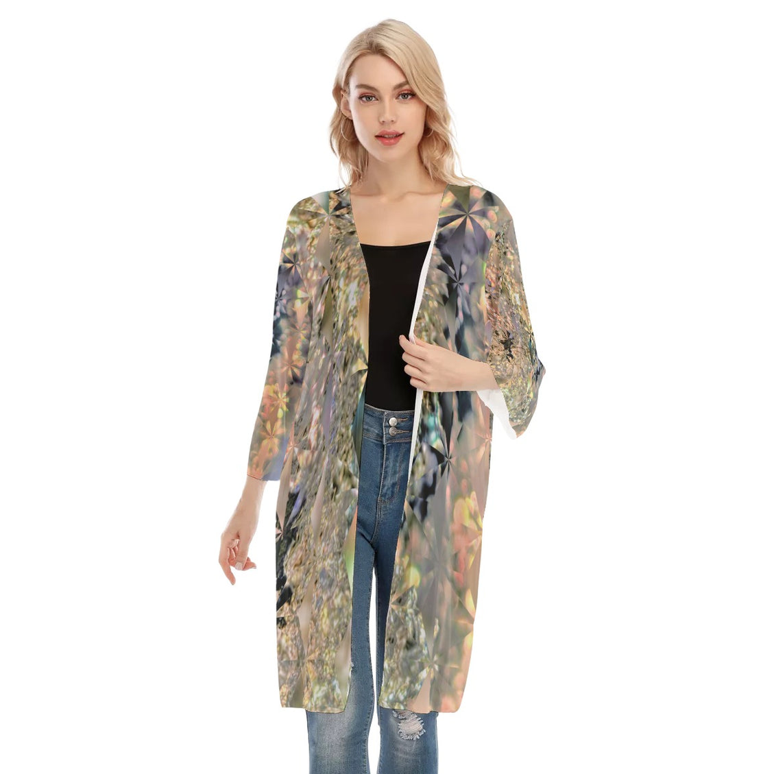 V-neck Mesh Cardigan Icy Sunset