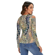 Load image into Gallery viewer, Icy Sunset Women&#39;s Cold Shoulder Half Zip V-Neck Blouse
