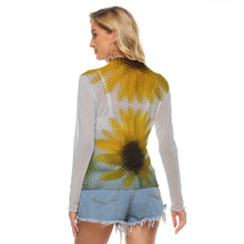 将图片加载到图库查看器，All-Over Print Women&#39;s Mesh T-shirt Sunflower

