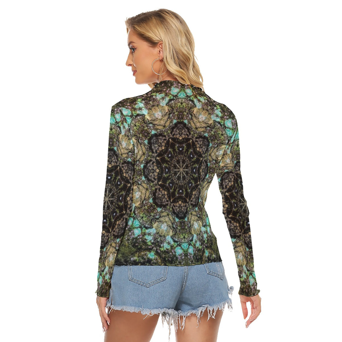 Mesh T-shirt Blue Algae Medallion
