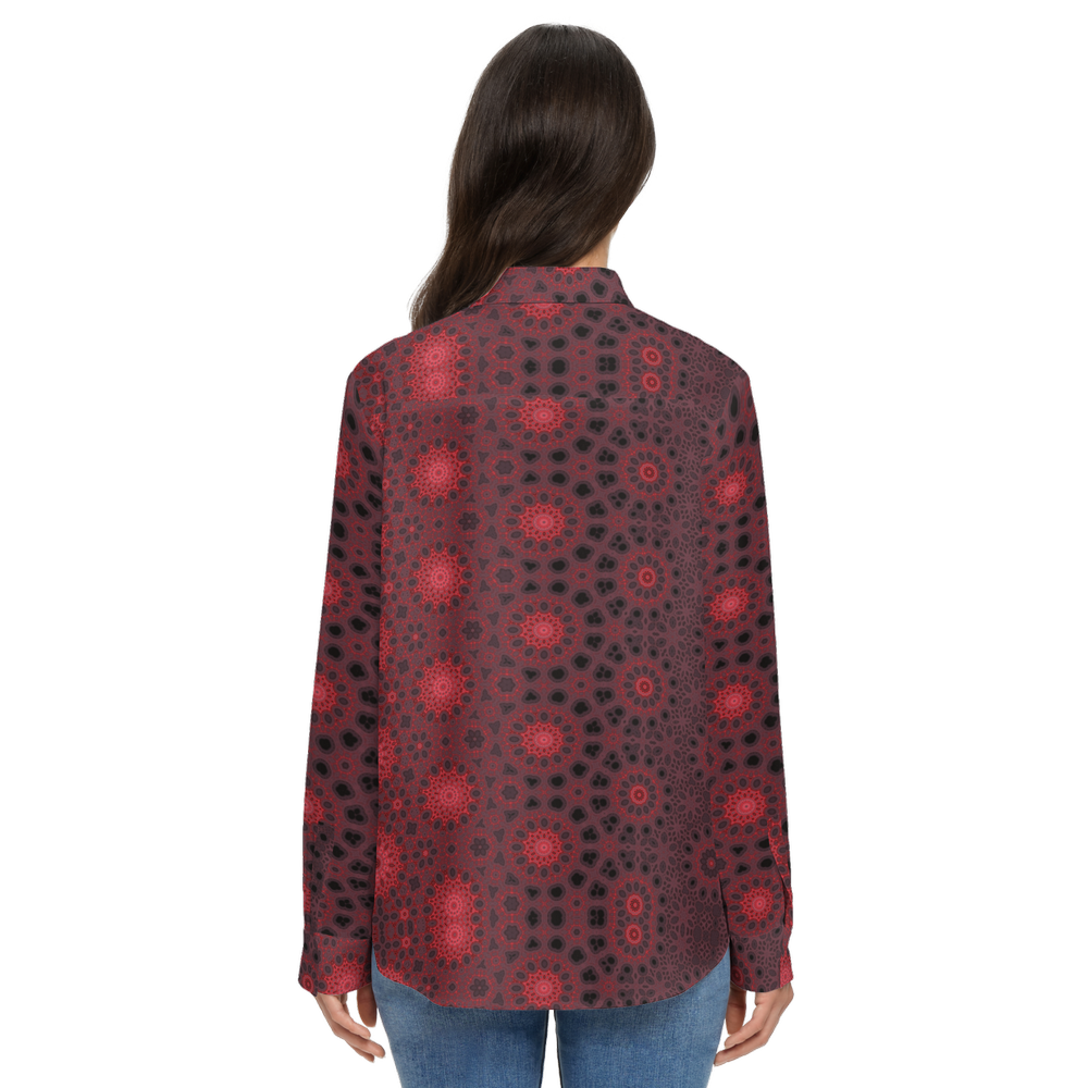 Women's Classic Long Sleeve Button-Up Shirt Milkweed Red