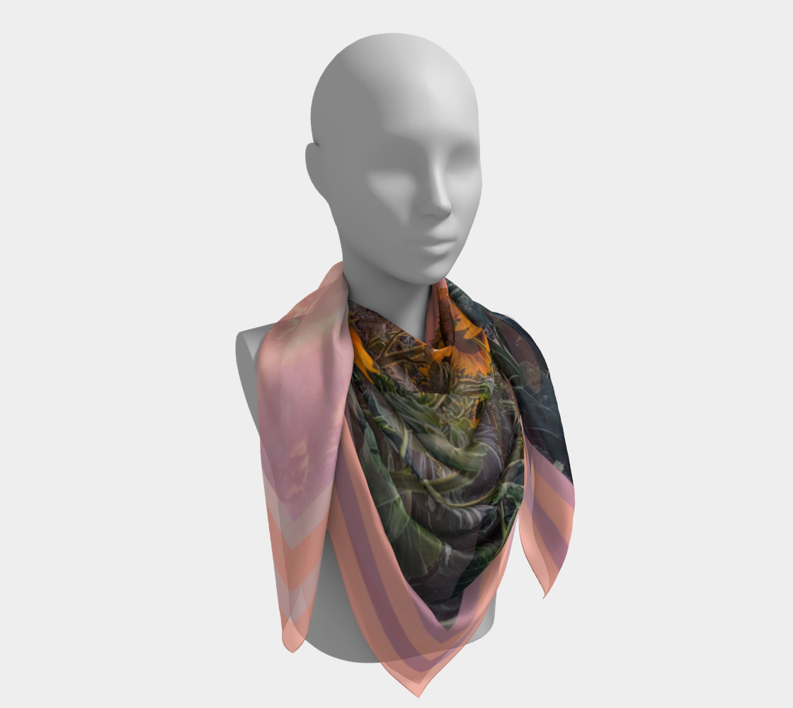 Sunflowers Pretty in Pink Sunset Apricot Stripe Scarf