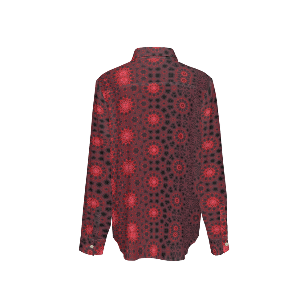 Women's Classic Long Sleeve Button-Up Shirt Milkweed Red