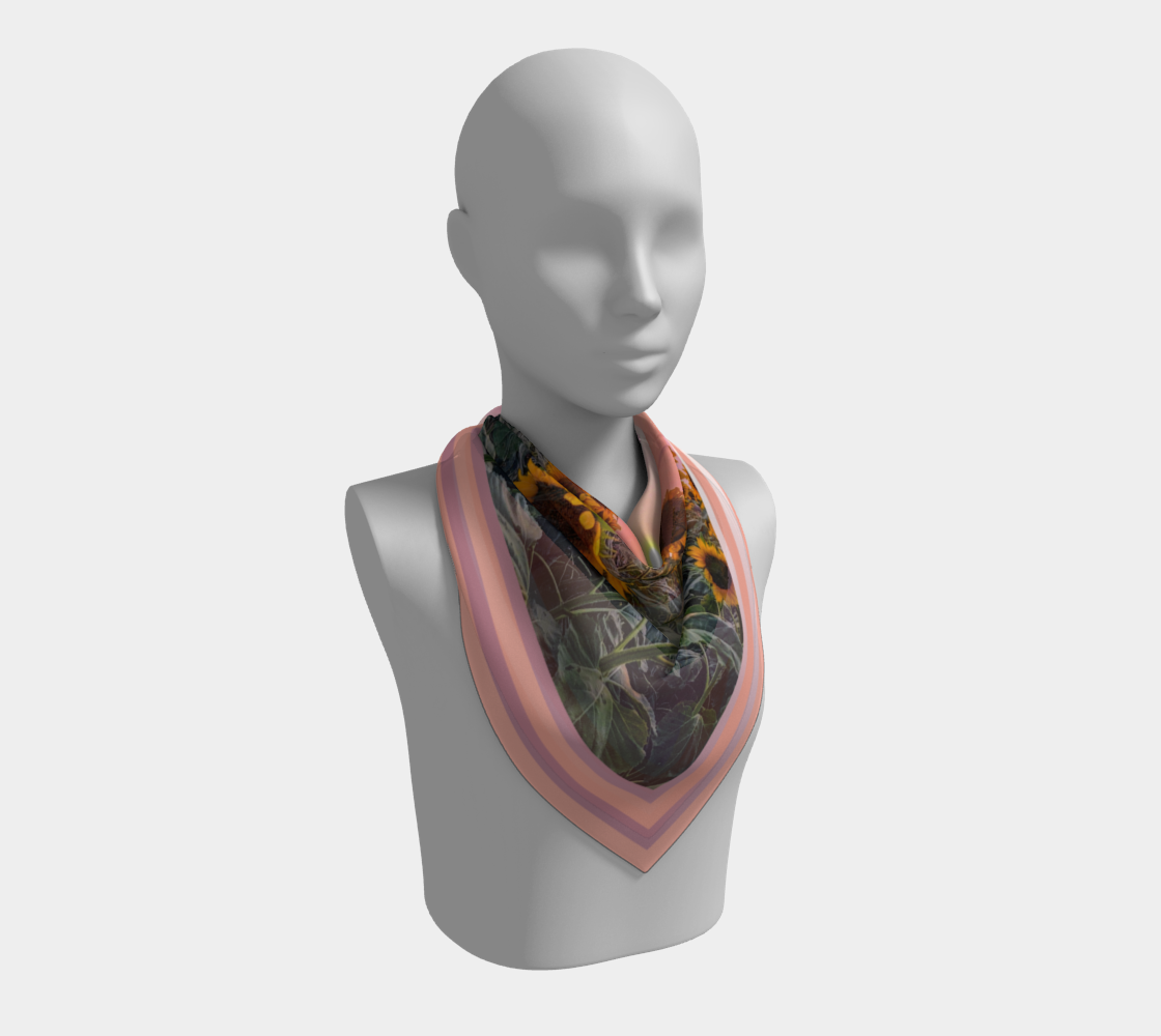 Sunflowers Pretty in Pink Sunset Apricot Stripe Scarf