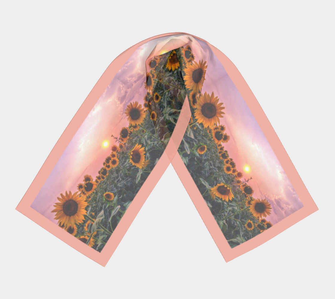 Sunflowers Pretty in Pink Sunset Apricot Scarf