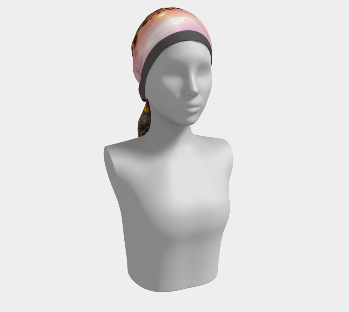 Sunflowers Pretty in Pink Sunset Charcoal Scarf